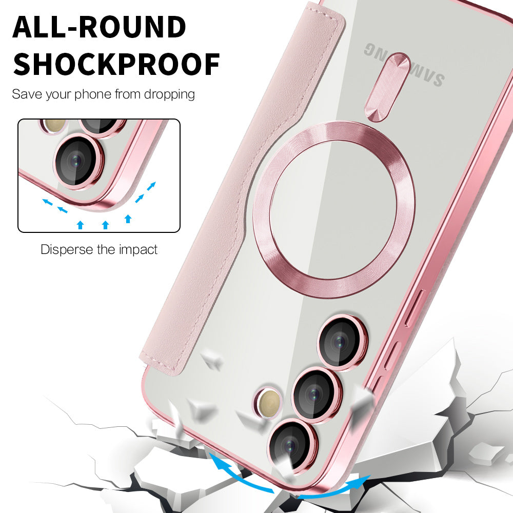 MagSafe-kuori Samsung Galaxy S23+ S916:lle, Techsuit, SmartMag Book, Vaaleanpunainen