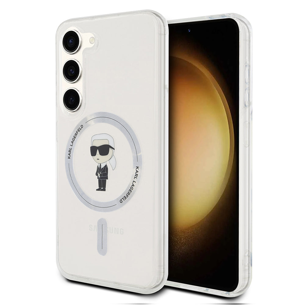 MagSafe-kotelo Samsung Galaxy S23 S911:lle, Karl Lagerfeld, IML Ikonik Karl, Läpinäkyvä