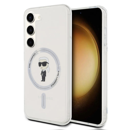MagSafe-kotelo Samsung Galaxy S23 S911:lle, Karl Lagerfeld, IML Ikonik Karl, Läpinäkyvä