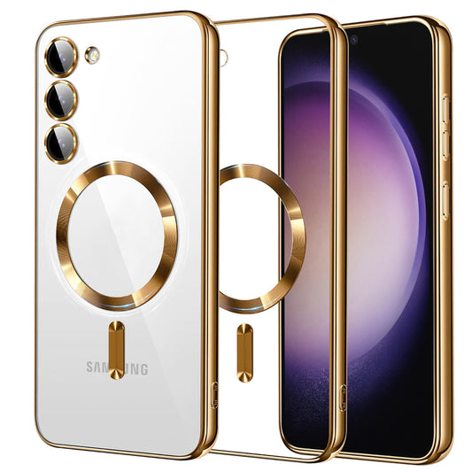 MagSafe-kuori Samsung Galaxy S23 S911:lle, Techsuit, Luxury Crystal, Kultainen