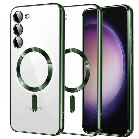 MagSafe-kuori Samsung Galaxy S23 S911:lle, Techsuit, Luxury Crystal, Tummanvihreä
