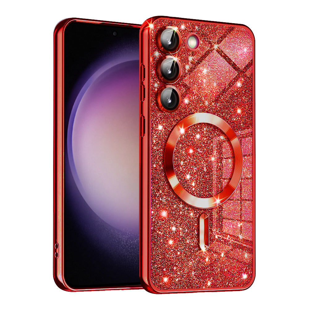 MagSafe-kuori Samsung Galaxy S23 S911:lle, Techsuit, Luxury Glitter, Punainen