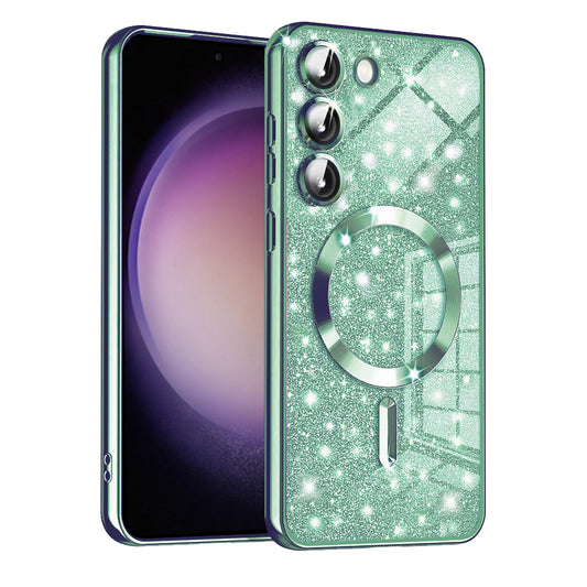 MagSafe-kuori Samsung Galaxy S23 S911:lle, Techsuit, Luxury Glitter, Vaaleanvihreä
