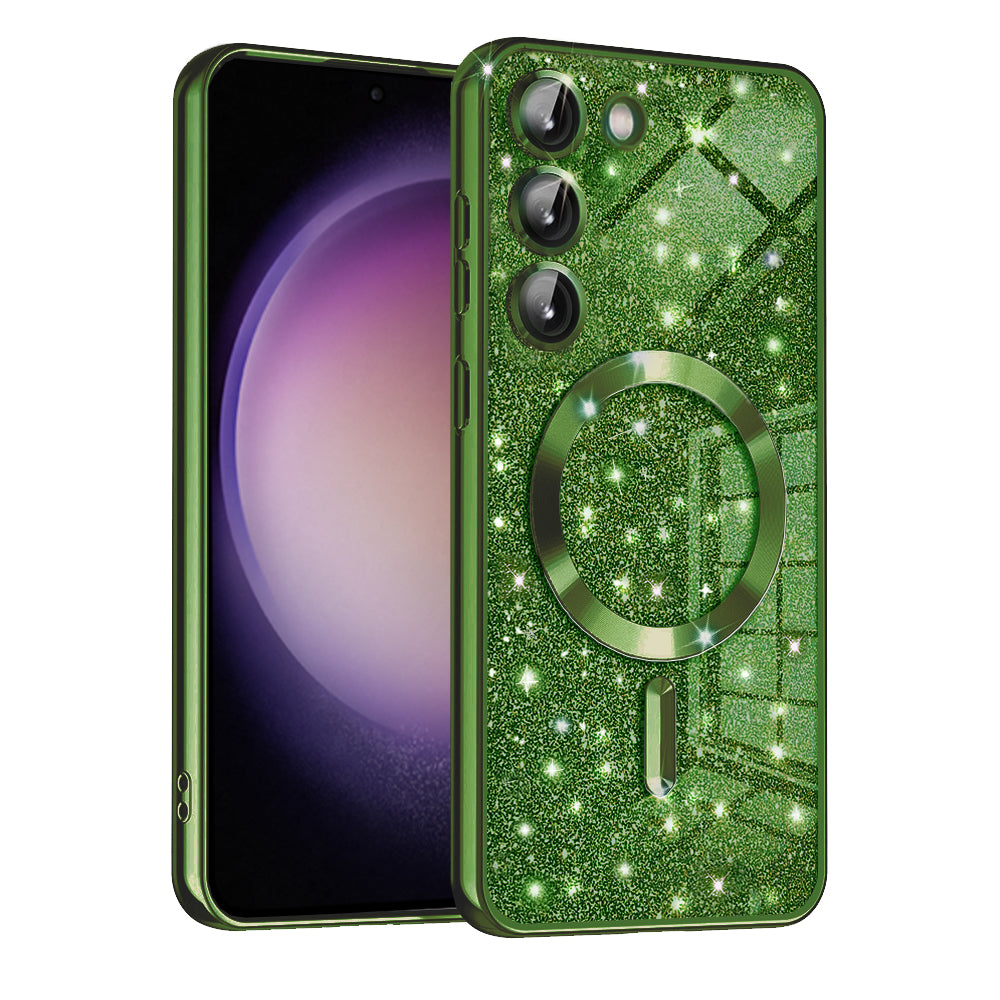 MagSafe-kuori Samsung Galaxy S23 S911:lle, Techsuit, Luxury Glitter, Tummanvihreä