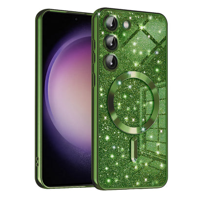 MagSafe-kuori Samsung Galaxy S23 S911:lle, Techsuit, Luxury Glitter, Tummanvihreä