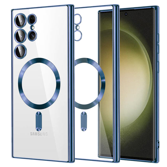 MagSafe-kuori Samsung Galaxy S23 Ultra S918:lle, Techsuit, Luxury Crystal, Tummansininen