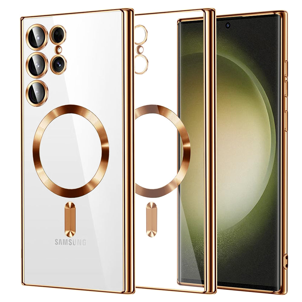 MagSafe-kuori Samsung Galaxy S23 Ultra S918:lle, Techsuit, Luxury Crystal, Kultainen