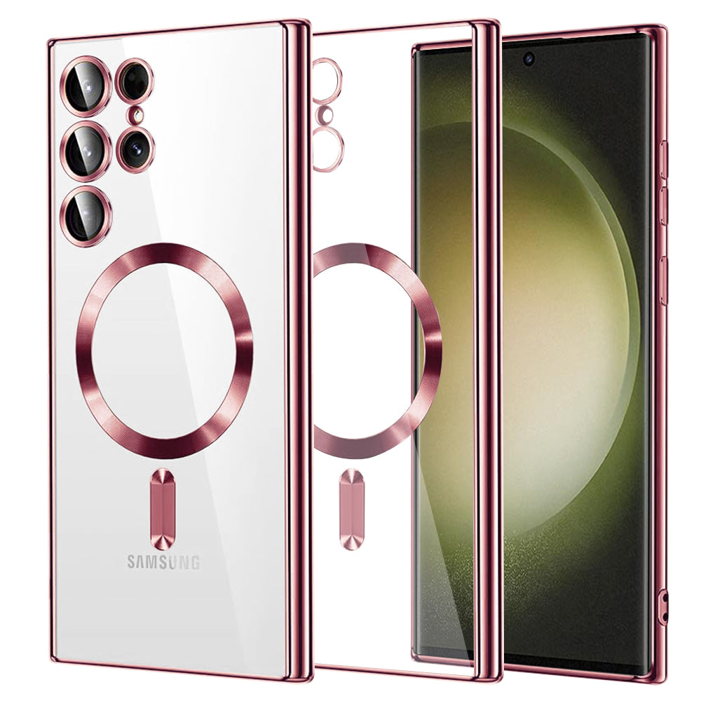 MagSafe-kuori Samsung Galaxy S23 Ultra S918:lle, Techsuit, Luxury Crystal, Vaaleanpunainen