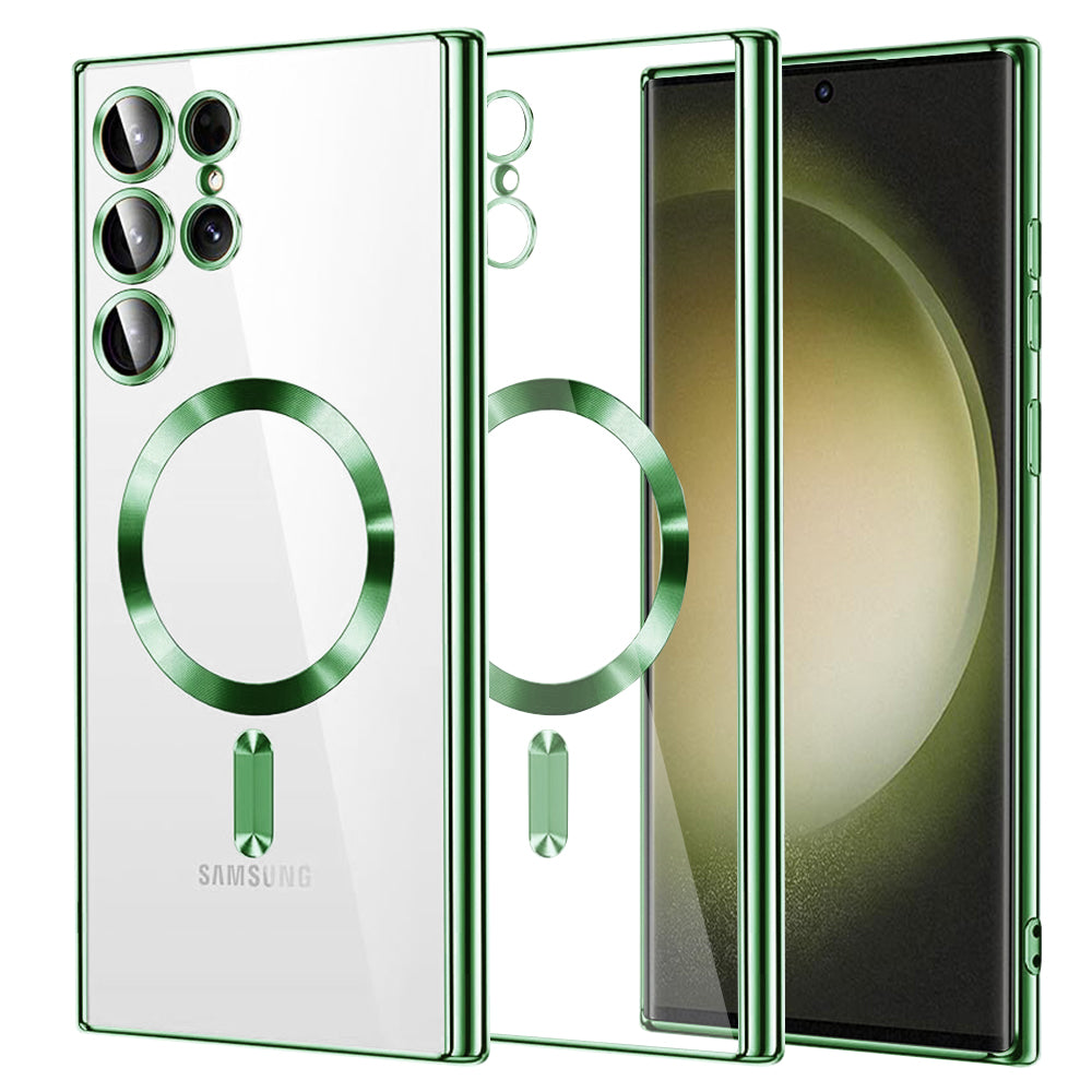 MagSafe-kuori Samsung Galaxy S23 Ultra S918:lle, Techsuit, Luxury Crystal, Vaaleanvihreä