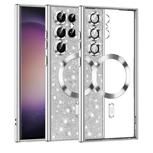 MagSafe-kuori Samsung Galaxy S23 Ultra S918:lle, Techsuit, Luxury Glitter, Hopea