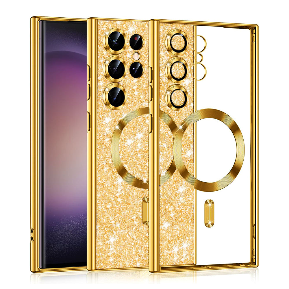 MagSafe-kuori Samsung Galaxy S23 Ultra S918:lle, Techsuit, Luxury Glitter, Kultainen