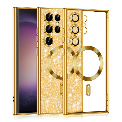 MagSafe-kuori Samsung Galaxy S23 Ultra S918:lle, Techsuit, Luxury Glitter, Kultainen