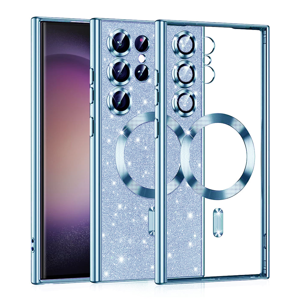 MagSafe-kuori Samsung Galaxy S23 Ultra S918:lle, Techsuit, Luxury Glitter, Sininen