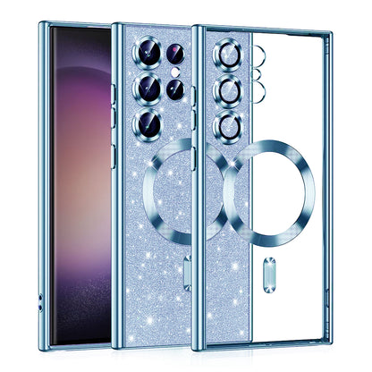 MagSafe-kuori Samsung Galaxy S23 Ultra S918:lle, Techsuit, Luxury Glitter, Sininen