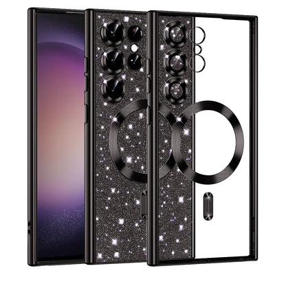 MagSafe-kuori Samsung Galaxy S23 Ultra S918:lle, Techsuit, Luxury Glitter, Musta