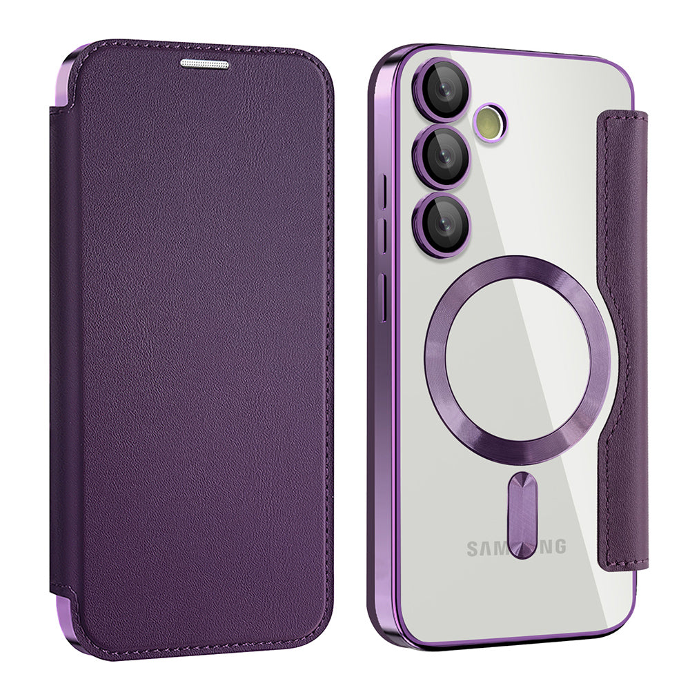 MagSafe-kuori Samsung Galaxy S24 FE S721:lle, Techsuit, SmartMag Book, Violetti
