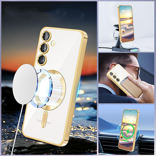 MagSafe-kuori Samsung Galaxy S24+ S926:lle, Techsuit, Luxury Crystal, Vaaleanpunainen