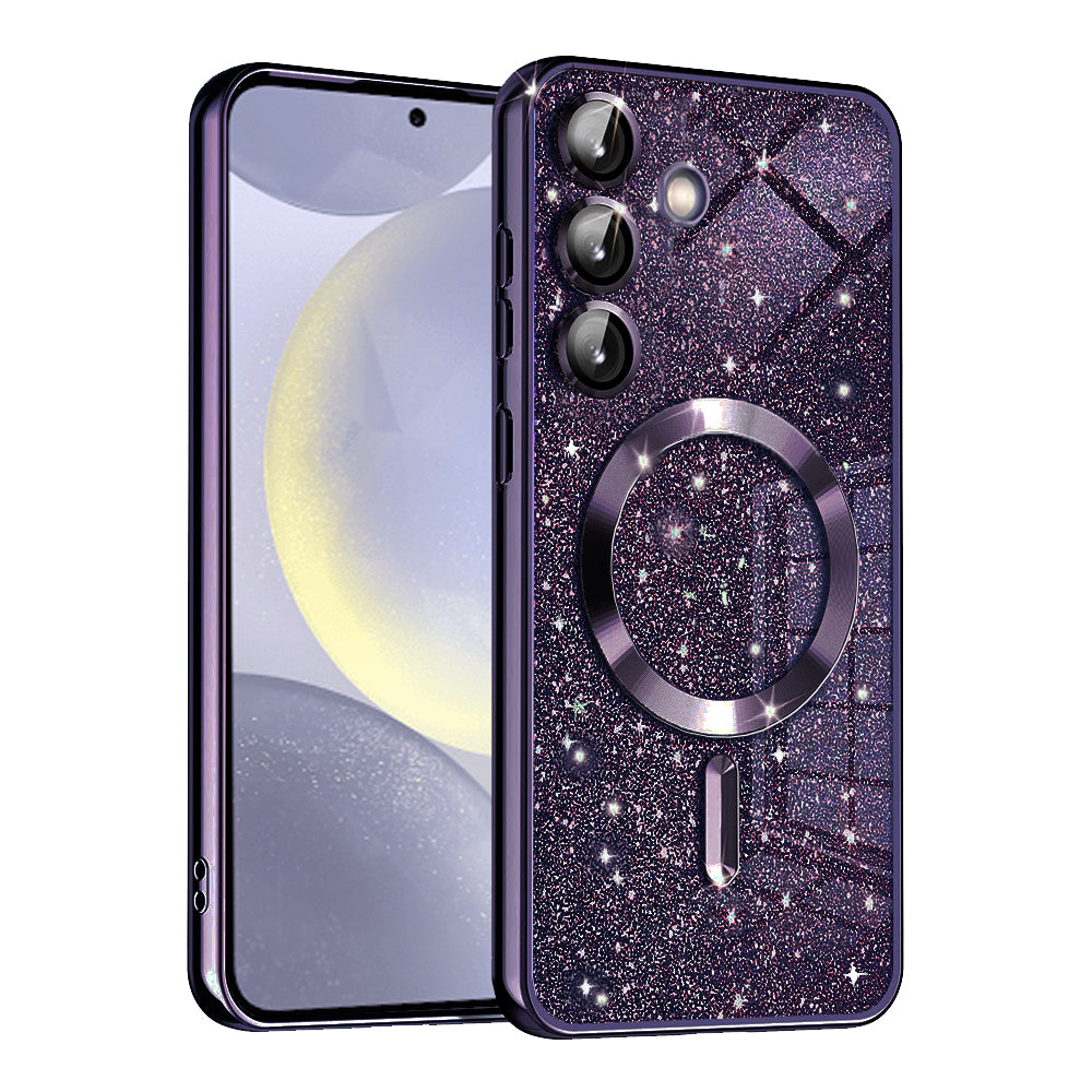 MagSafe-kuori Samsung Galaxy S24+ S926:lle, Techsuit, Luxury Glitter, Tummanvioletti
