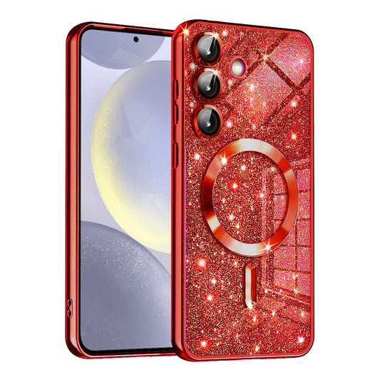 MagSafe-kuori Samsung Galaxy S24+ S926:lle, Techsuit, Luxury Glitter, Punainen