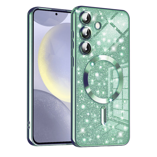 MagSafe-kuori Samsung Galaxy S24+ S926:lle, Techsuit, Luxury Glitter, Vaaleanvihreä