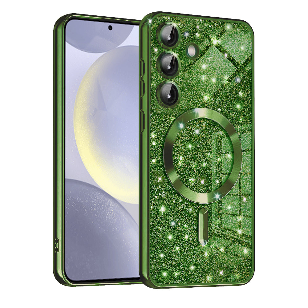 MagSafe-kuori Samsung Galaxy S24+ S926:lle, Techsuit, Luxury Glitter, Tummanvihreä
