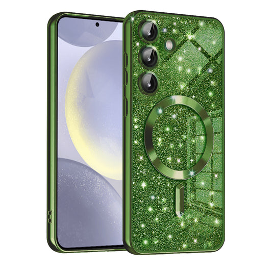 MagSafe-kuori Samsung Galaxy S24+ S926:lle, Techsuit, Luxury Glitter, Tummanvihreä