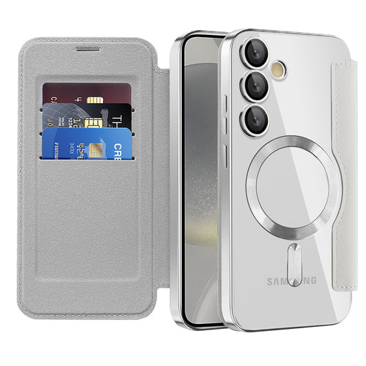 MagSafe-kuori Samsung Galaxy S24+ S926:lle, Techsuit, SmartMag Book, Harmaa