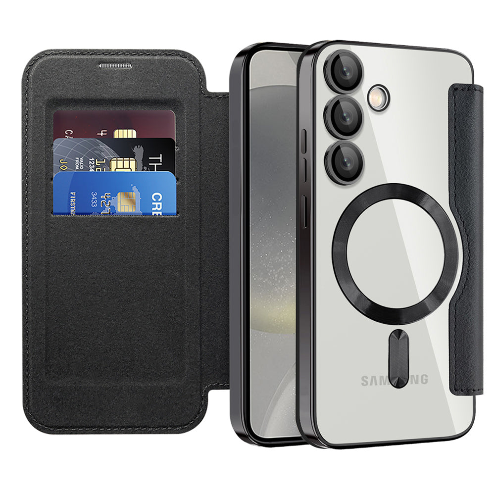 MagSafe-kuori Samsung Galaxy S24+ S926:lle, Techsuit, SmartMag Book, Musta