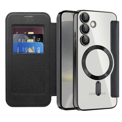 MagSafe-kuori Samsung Galaxy S24+ S926:lle, Techsuit, SmartMag Book, Musta