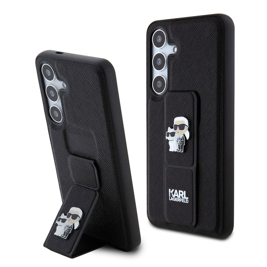 MagSafe-kotelo Samsung Galaxy S24 S921:lle, Karl Lagerfeld, Saffiano Gripstand Karl & Choupette, Musta
