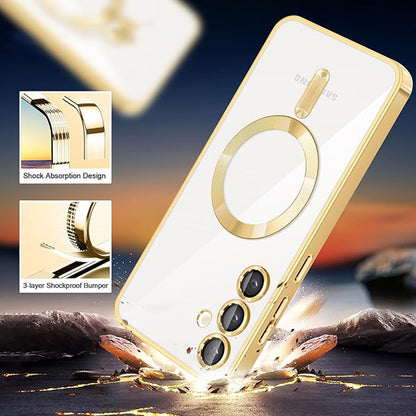 MagSafe-kuori Samsung Galaxy S24 S921:lle, Techsuit, Luxury Crystal, Vaaleanpunainen