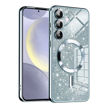 MagSafe-kuori Samsung Galaxy S24 S921:lle, Techsuit, Luxury Glitter, Bleu