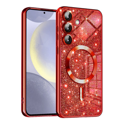 MagSafe-kuori Samsung Galaxy S24 S921:lle, Techsuit, Luxury Glitter, Punainen
