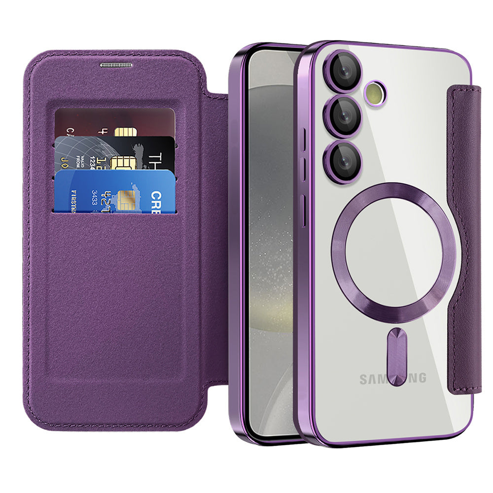 MagSafe-kuori Samsung Galaxy S24 S921:lle, Techsuit, SmartMag Book, Violetti