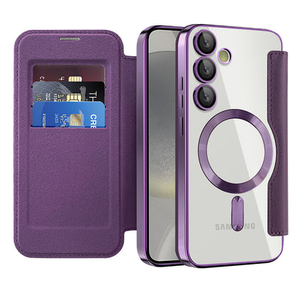MagSafe-kuori Samsung Galaxy S24 S921:lle, Techsuit, SmartMag Book, Violetti