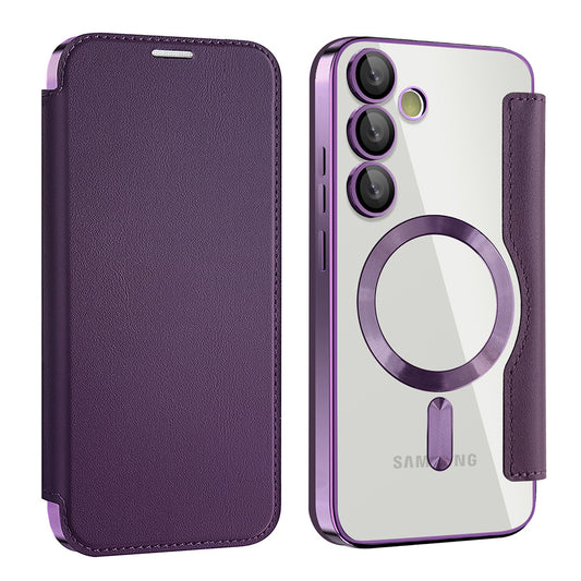MagSafe-kuori Samsung Galaxy S24 S921:lle, Techsuit, SmartMag Book, Violetti