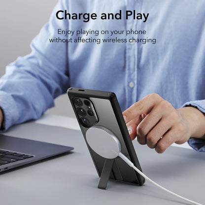 MagSafe-kotelo Samsung Galaxy S24 Ultra S928:lle, ESR, Boost Flickstand, Läpinäkyvä Musta