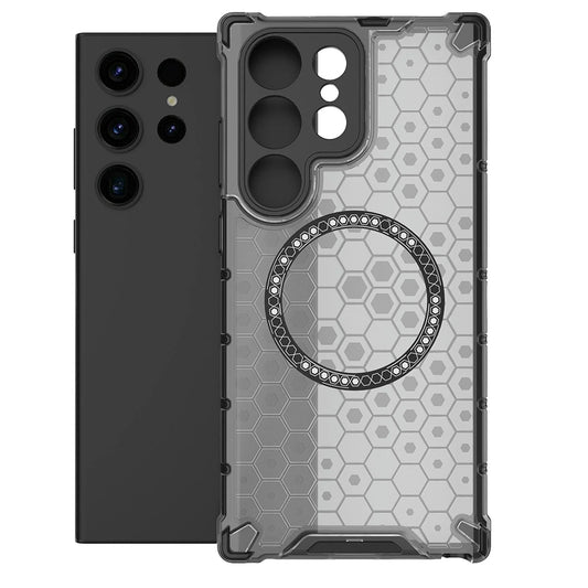 MagSafe-kuori Samsung Galaxy S24 Ultra S928:lle, Techsuit, HoneyComb Shield, Musta