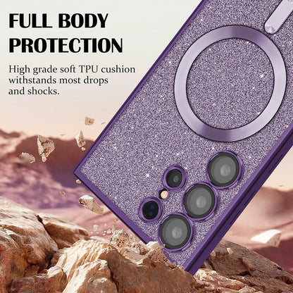 MagSafe-kuori Samsung Galaxy S24 Ultra S928:lle, Techsuit, Luxury Glitter, Hopea