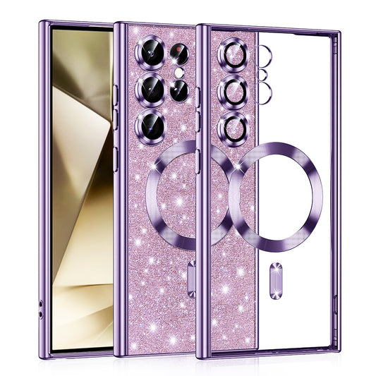 MagSafe-kuori Samsung Galaxy S24 Ultra S928:lle, Techsuit, Luxury Glitter, Vaaleanvioletti