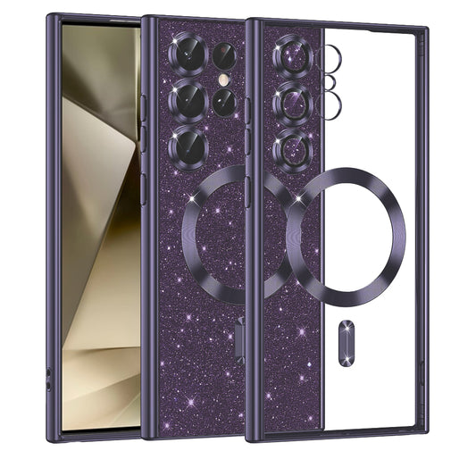 MagSafe-kuori Samsung Galaxy S24 Ultra S928:lle, Techsuit, Luxury Glitter, Tummanvioletti