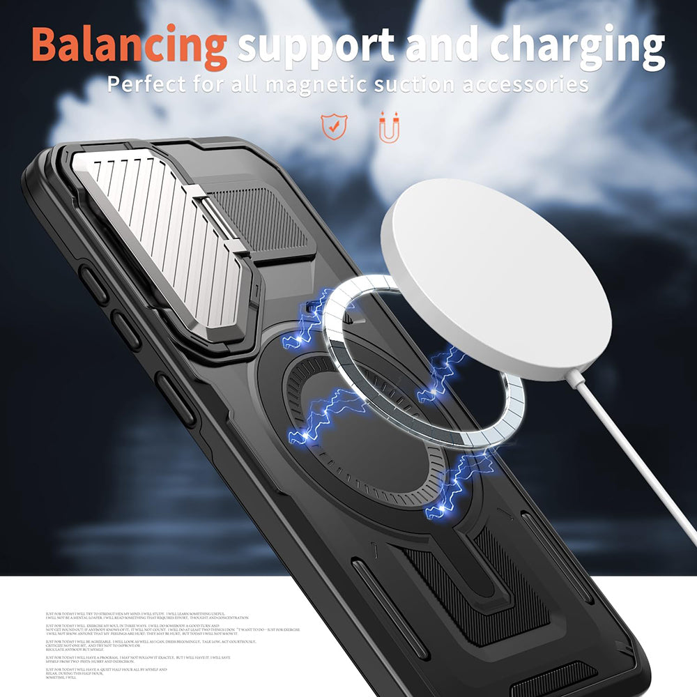 MagSafe-kuori Samsung Galaxy S25 Edge S937:lle, Techsuit, CamVault, Musta