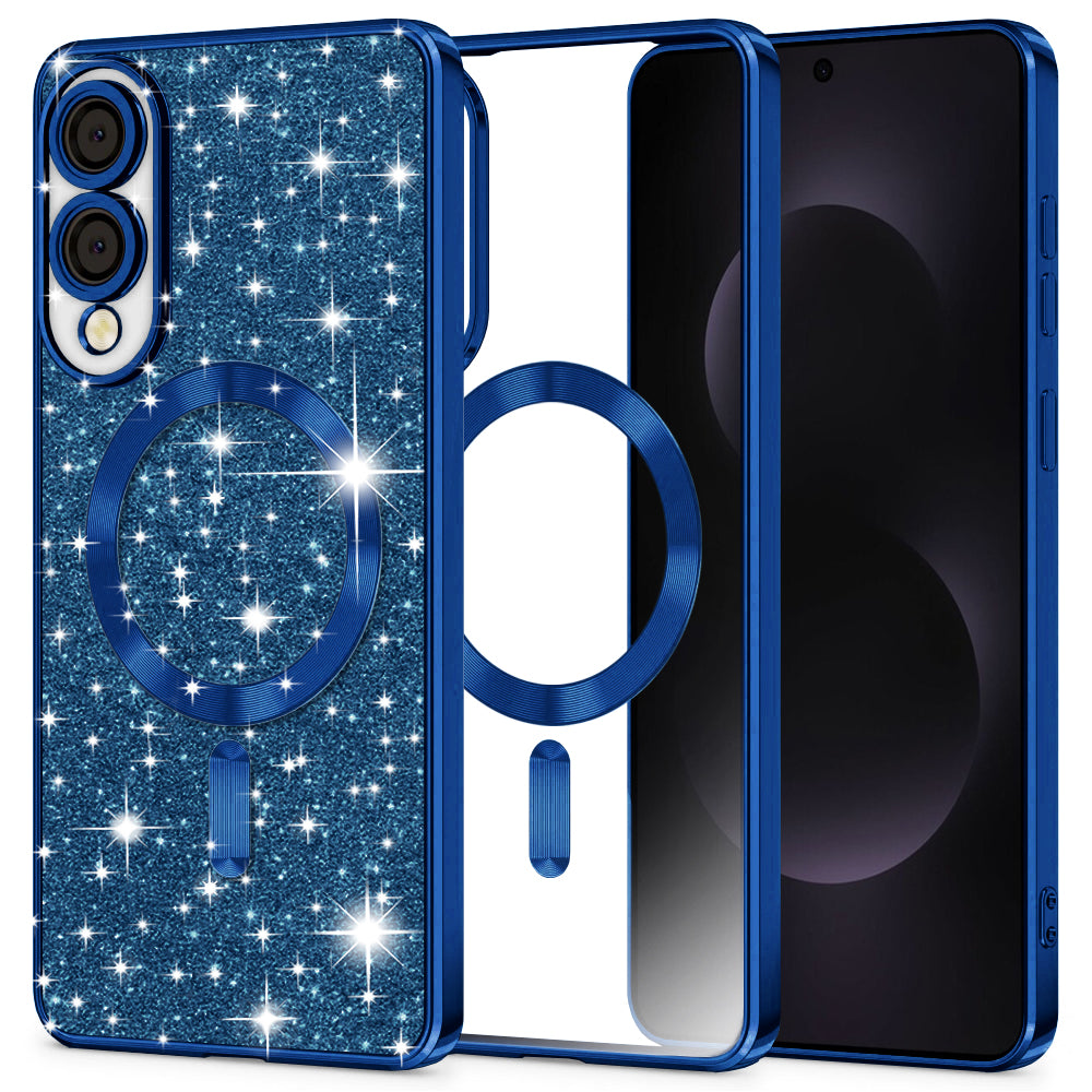 MagSafe-kuori Samsung Galaxy S25 Edge S937:lle, Techsuit, Luxury Glitter, Tummansininen