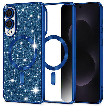 MagSafe-kuori Samsung Galaxy S25 Edge S937:lle, Techsuit, Luxury Glitter, Tummansininen