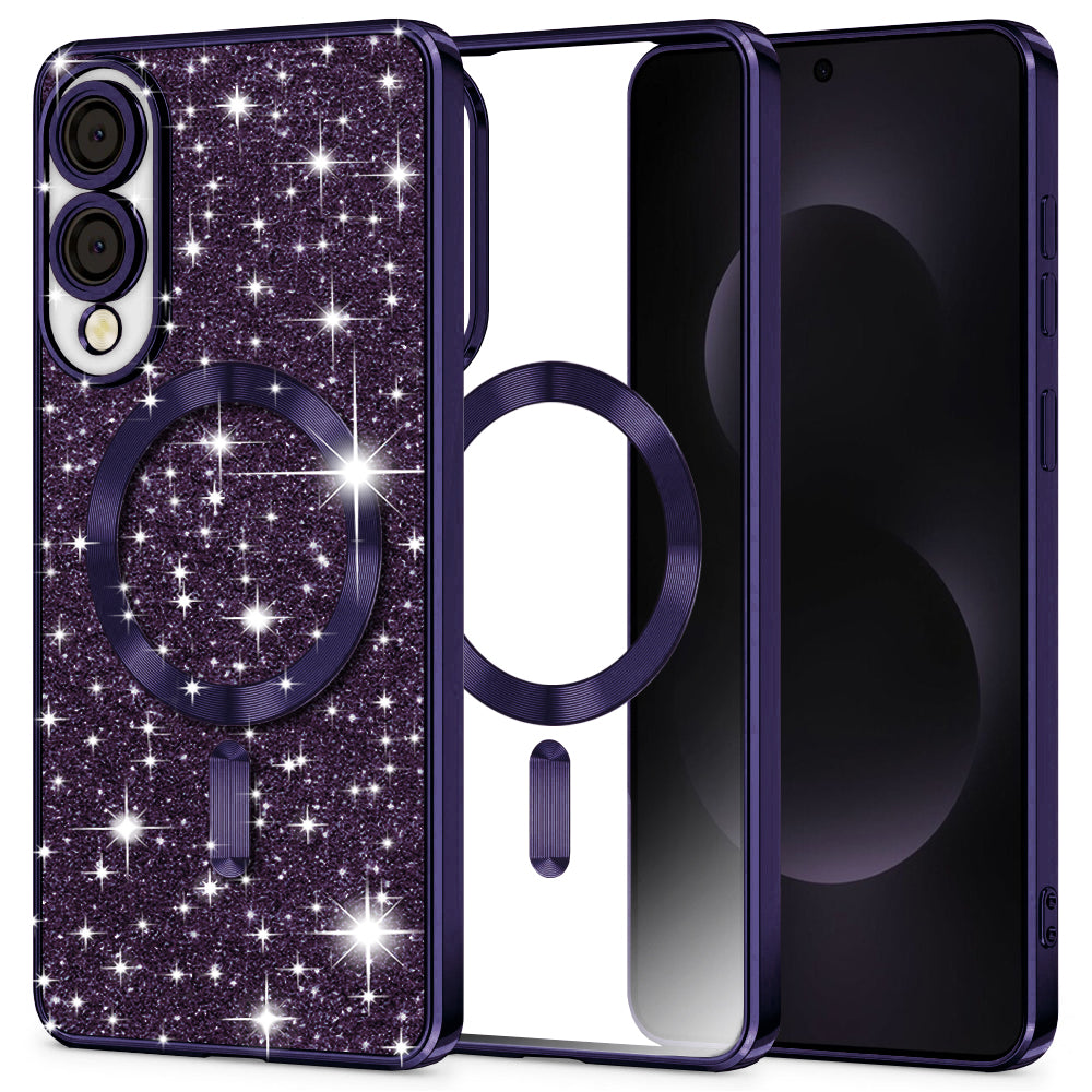 MagSafe-kuori Samsung Galaxy S25 Edge S937:lle, Techsuit, Luxury Glitter, Tummanvioletti