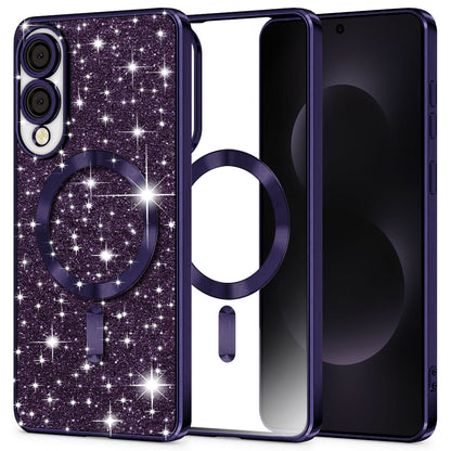 MagSafe-kuori Samsung Galaxy S25 Edge S937:lle, Techsuit, Luxury Glitter, Tummanvioletti