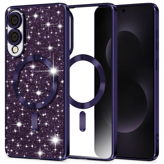 MagSafe-kuori Samsung Galaxy S25 Edge S937:lle, Techsuit, Luxury Glitter, Tummanvioletti