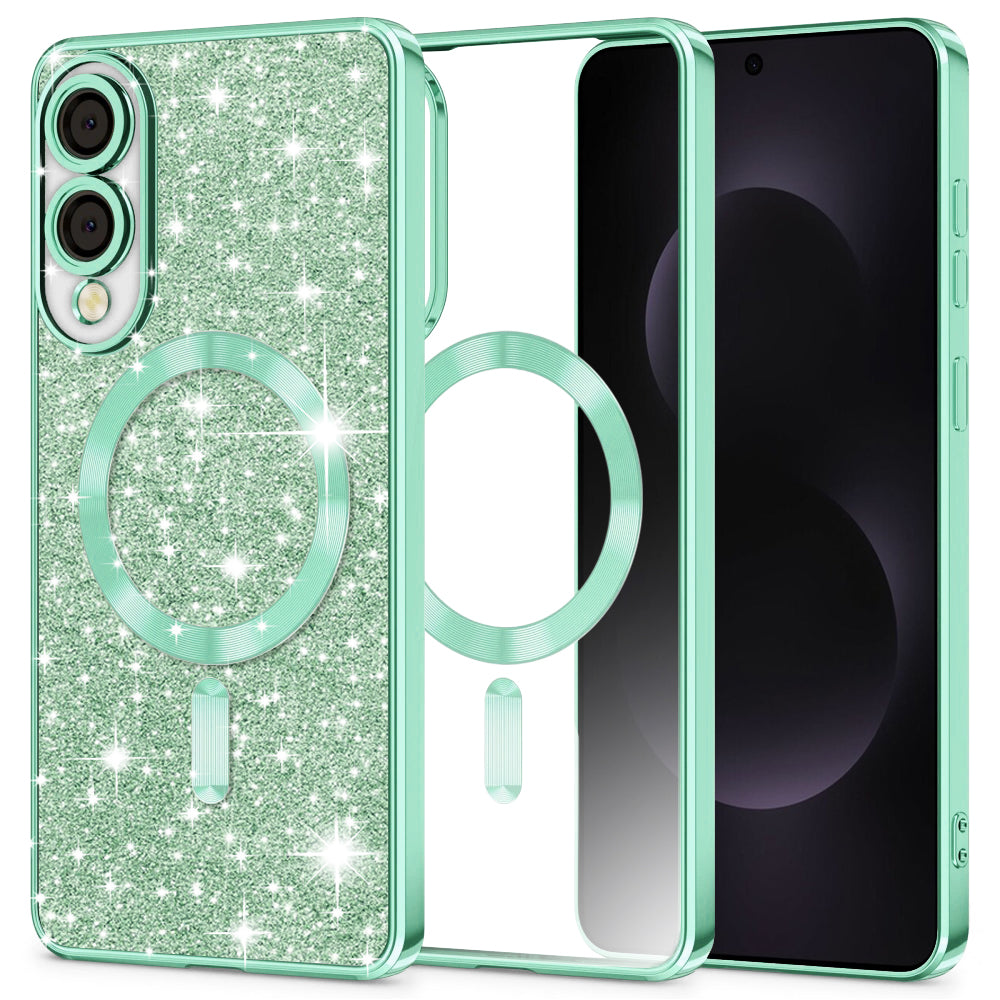 MagSafe-kuori Samsung Galaxy S25 Edge S937:lle, Techsuit, Luxury Glitter, Vaaleanvihreä
