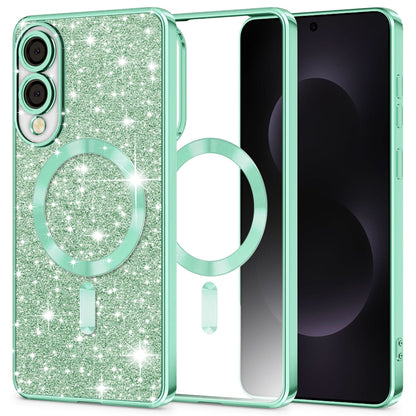 MagSafe-kuori Samsung Galaxy S25 Edge S937:lle, Techsuit, Luxury Glitter, Vaaleanvihreä