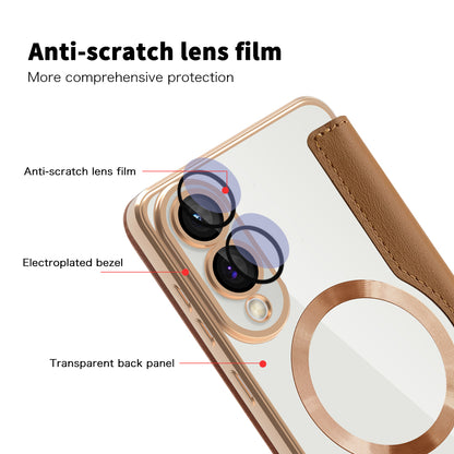 MagSafe-kuori Samsung Galaxy S25 Edge S937:lle, Techsuit, SmartMag Book, Ruskea